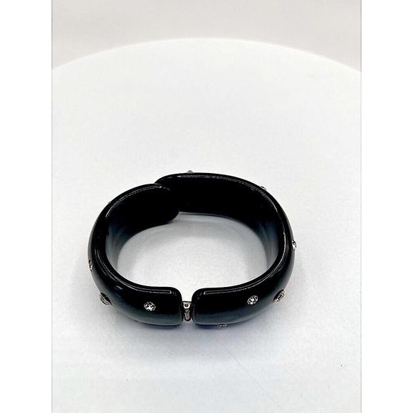 Vintage Elegant Black Beaded Necklace & Bracelet Set With Rhinestone N63 - Picture 6 of 7